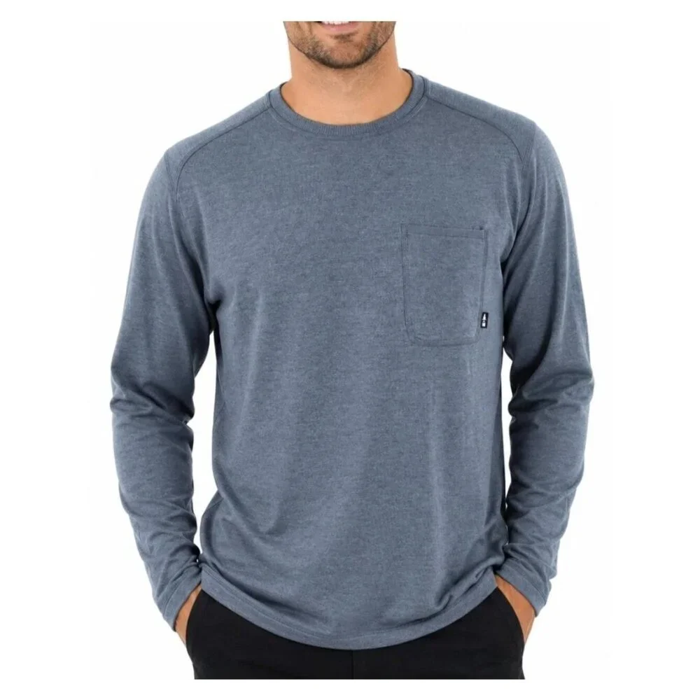 NWT Bass Outdoor Men's XL Utili-Tee Blue Long Sleeve Shirt